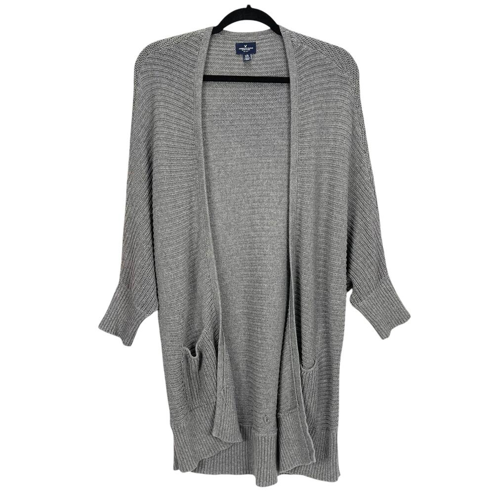 AMERICAN EAGLE Women's LONG CARDIGAN SWEATER Gray Size L/XL - Picture 2 of 7